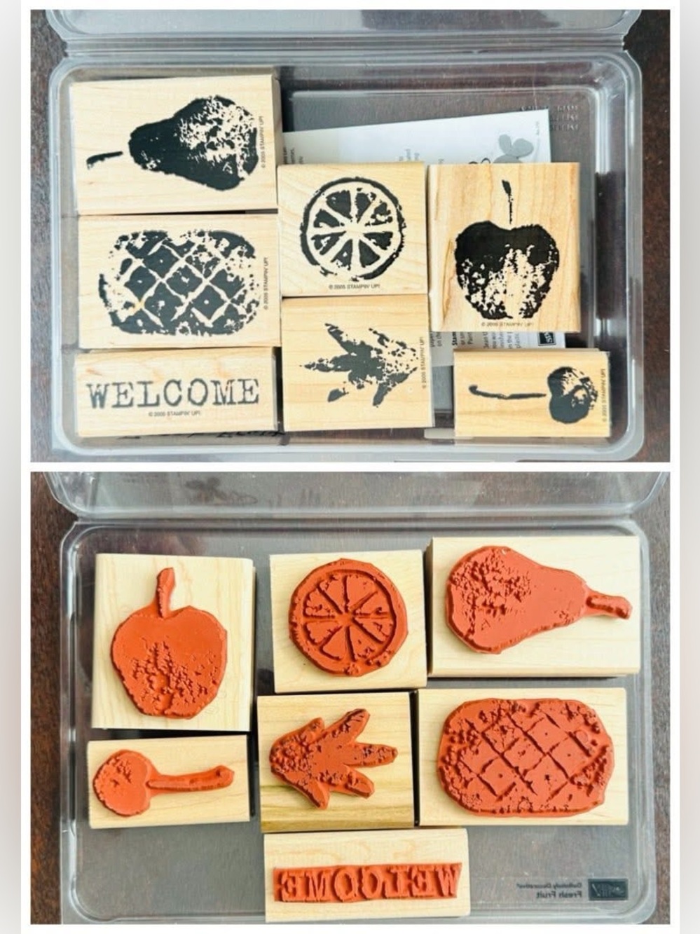 Stampin Up Definitely Decorative Fresh Fruit Wood Mounted Stamp Set Vintage 2005